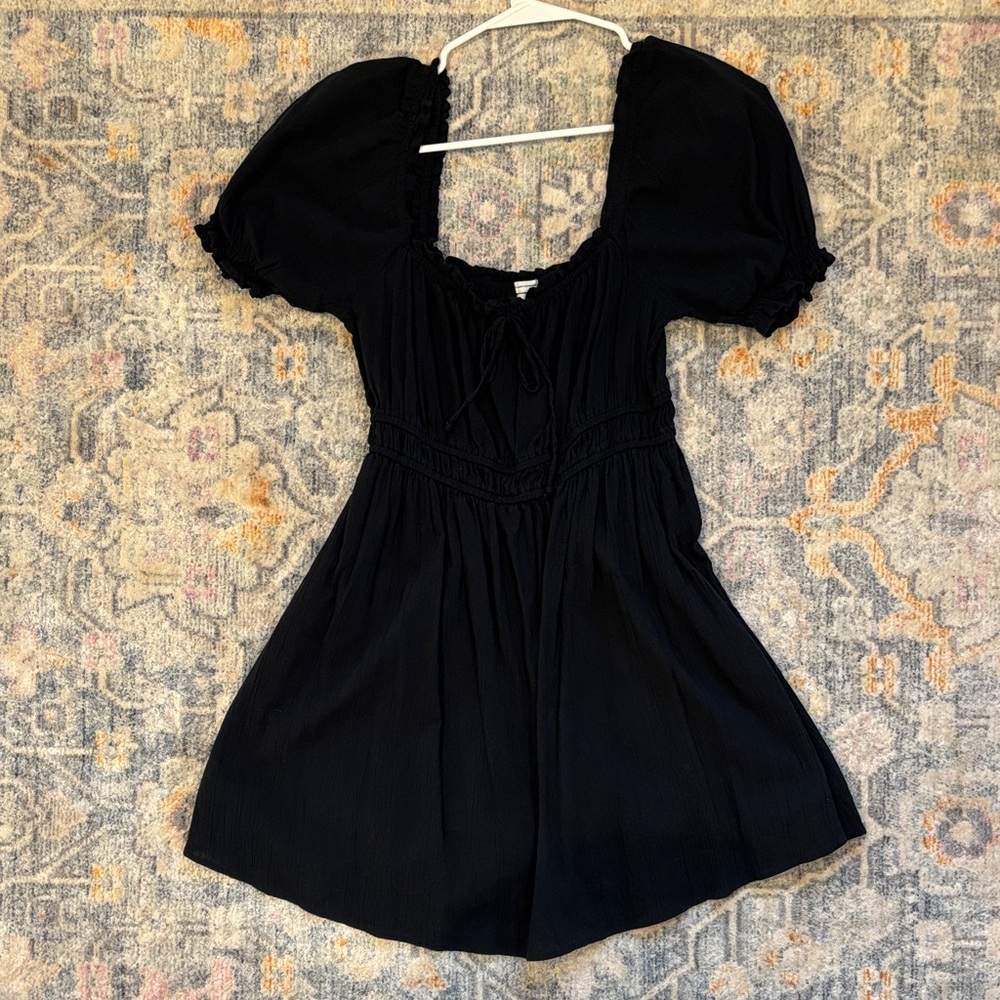 Aerie Black Puff Sleeve Dress